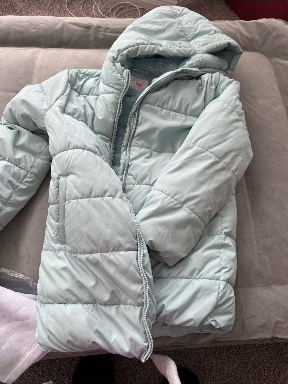 The Children's Place Mint Green Hooded Puffer Jacket